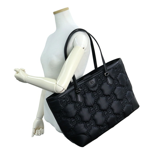 Gucci GG Matelasse Hand Tote Bag Black Nylon Leather - Picture 8 of 9